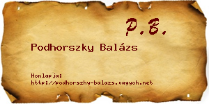 Podhorszky Balázs névjegykártya